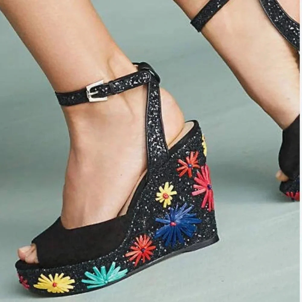 Sparkling Botkier Jesse Platform Wedge Sandals Wi… - image 2